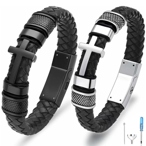 Edelstahl Kremations-Schmuck Kreuz-Urnen-Armband für Asche für Frauen Männer Andenken Gedenk-Manschettenarmband - Product Image 1