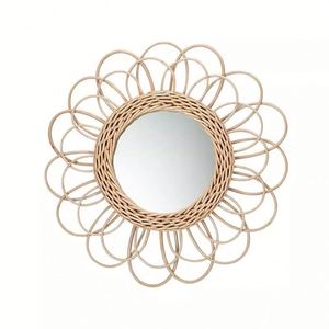 Venta al por mayor de artículos de decoración colgante de pared natural, espejo colgante de mimbre antiguo, espejo montado en mimbre, decoración del hogar - Product Image 6