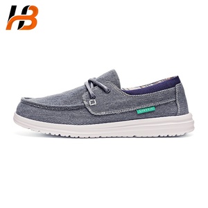 Mocassins confortables en cuir et toile Hebo, chaussures décontractées pour hommes, mocassins à enfiler, chaussures <span class=keywords><strong>bateau</strong></span>, mocassins personnalisables avec logo - Product Image 2