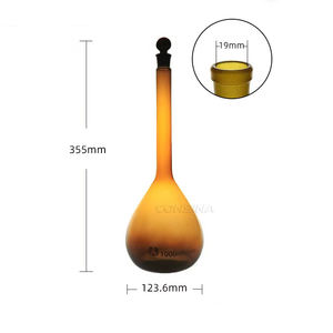 Équipement de laboratoire de chimie Fiole volumétrique Bouchon de sol Verrerie de laboratoire Bouteilles en verre volumétriques brunes - Product Image 5