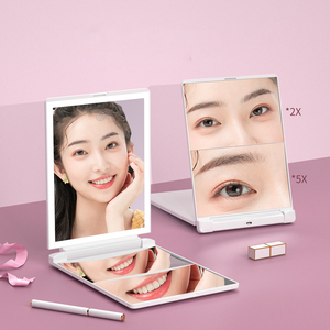 Zonyin Xách Tay LED Ánh Sáng Gương Du Lịch Máy Tính Để Bàn Trang Điểm Gương Mỹ Phẩm Nhỏ Gọn 1X 2X 5x <span class=keywords><strong>Magnifying</strong></span> Bảng Gương Với LED Ánh Sáng - Product Image 1