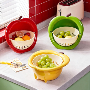 Fruit Shaped Drain Basket PP BPA Free Draining Rack Kitchen Storage Fruit Drainer Upright Water Accumulation Prevention - Product Image 1