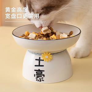 Ceramic Cat Bowls High Leg Elevated Design For Neck Health With Creative Lettering <b>Pet</b> Feeding Dish For Cats - Product Image 2