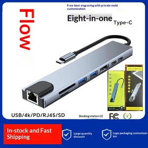 Hub USB-C 8-en-1 avec alimentation PD 31W, <span class=keywords><strong>port</strong></span> Ethernet, lecteur de carte USB et ports d'extension <span class=keywords><strong>RJ45</strong></span> (1 vers plusieurs) - Product Image 2