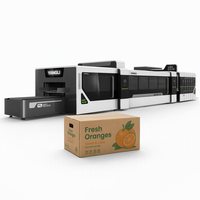Machine complète de fabrication de boîtes en carton ondulé avec alimentation par le bord avant, impression, découpe, pliage, collage, comptage et cerclage