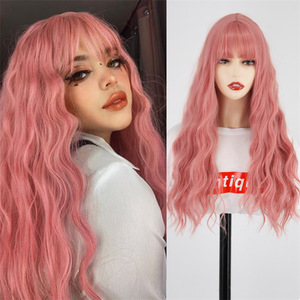 Tiktok Perruques du commerce extérieur pour les femmes, cheveux longs colorés, franges d'air, boucles, laine de soie haute température, en stock - Product Image 4