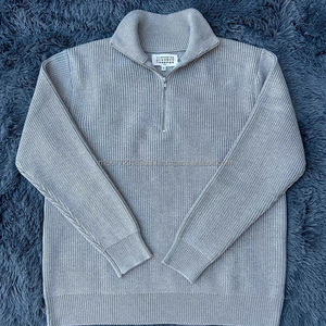 Suéter de cuello alto con media cremallera, mezcla de lana, estilo holgado y relajado, camisa de punto, top del mismo estilo para hombre y mujer - Product Image 3