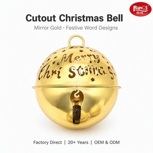 Ornement cloche découpé <span class=keywords><strong>en</strong></span> fer blanc doré 85mm, fabrication sur mesure OEM ODM, rond vintage pour décorations de Noël, pour grossistes - Product Image 1