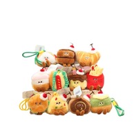 Porte-clés pendentif en peluche Kawaii en forme de pain, cadeau pour couple, jouet en peluche doux et mignon en forme de nourriture simulée, breloque gâteau d'anniversaire