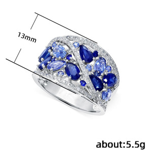 Anello dal design cavo di colore blu, elegante anello da dito per donna - Product Image 5