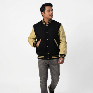 Veste de sport unie, style universitaire, personnalisable, en coton, pour hommes, style old school, vente en gros, vestes universitaires vierges, coupe courte - Product Image 1