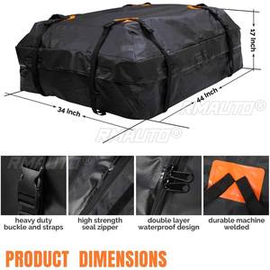 Sac de toit de voiture imperméable grand format 120x90x44cm, sac de rangement pour bagages, sac de voyage noir pour SUV, fourgonnette et voitures - Product Image 5