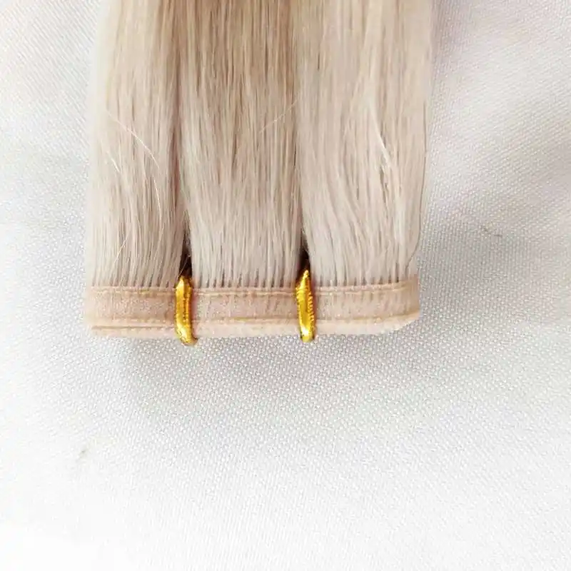 Europese Blonde Haartopper Platte Inslag Hair Extensions 100% Maagdelijke Naadloze Platte Inslag Hair Extensions Russische Witte Kleur