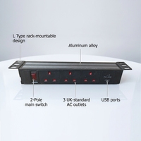 Bloc d'alimentation multiprise sur rack avec protection contre les surtensions, 3 prises britanniques 13A CA, multiprise PDU avec USB PD 20W