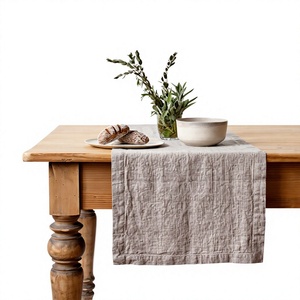 Chemin de table 100 % lin, uni, écologique, recyclé, couleur personnalisée, tissé, pour mariage, maison, hôtel, décoration de table élégante - Product Image 2