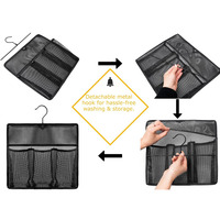 Sac de rangement pour douche en maille avec crochets métalliques rotatifs et amovibles