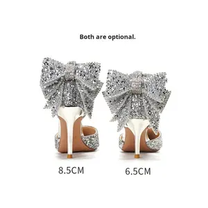 6692-8 Chaussures <span class=keywords><strong>de</strong></span> soirée pour femmes personnalisables à paillettes à talons hauts couleur unie bout pointu à une sangle pour femmes - Product Image 3