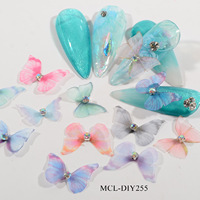 Breloques Papillon pour Ongles 3D en Maille Transparente avec Strass, Décorations d'Ongles Papillon pour Manucure DIY, Accessoires de Salon de Manucure