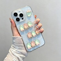 Coque de téléphone transparente antichoc en TPU avec motif 3D Fraise et Paillettes Fleur de Cerisier pour iPhone 17 Pro Max, 16, 15, 14
