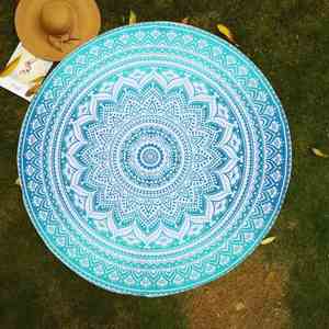 Bohemian Beach Blanket <b>Mat</b> Sand Proof <b>Large</b> Microfiber Floral Printed Boho Tassel Turkish Round Beach Towel - Product Image 2