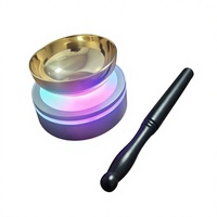 Ensemble de bols chantants électriques portables rechargeables en métal pour la méditation, la guérison sonore zen, le yoga avec contrôle tactile LED et marteau en bois