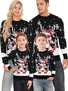 Wholesale Custom Knit Jacquard Ugly Christmas Pullover Sweater <strong>Jumper</strong> <strong>Men</strong> Women Red Green Unisex Family <strong>Xmas</strong> Clothing - Product Image 6