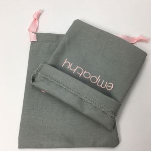 Custom Logo Printed Grey Cotton Linen Clothing Shoes <b>Drawstring</b> Bags Wholesale Storage <b>Pouches</b> - Product Image 6