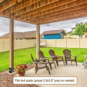 Supports de base de <span class=keywords><strong>poteau</strong></span> 4x4 pour clôture en bois et pergola, <span class=keywords><strong>ancre</strong></span> noire robuste pour <span class=keywords><strong>poteau</strong></span> de boîte aux lettres de garde-corps de pont, kit complet de quincaillerie - Product Image 6