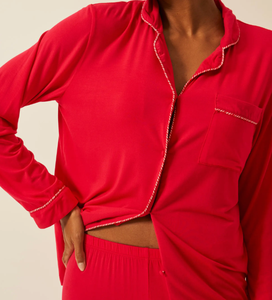 Pyjama pour femmes fabriqué par le fabricant, ensemble à manches longues, pyjama féminin, tenue de maison printemps, ensemble de vêtements de nuit en maille douce pour femmes, pyjama en modal - Product Image 3