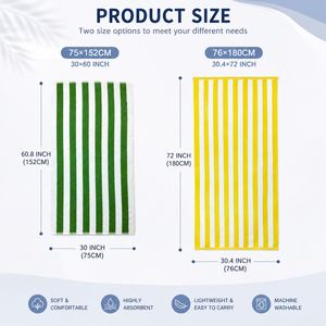 Toalla de Playa Personalizada con Logotipo, Toalla de Baño para Viaje y Gimnasio, 500G, Algodón, Rayas, Grande, Suave, Absorbente, Secado Rápido, para Piscina - Product Image 3