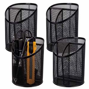Hot Sale 3 Compartments Desktop Wire Metal Mesh Black <b>Pen</b> Pencil Holder for Office and School Wireless Charger with <b>Pen</b> Holder - Product Image 3
