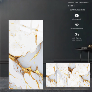 Piastrelle in Porcellana Lucida Nera e Oro Sabbia 600X1200mm, Spessore 10mm, Resistenti all'Usura, per Interni di Ville, Cucine, Bagni e Docce - Product Image 6