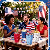 Boîtes à popcorn en papier patriotiques, boîtes à bonbons rouges, bleues et blanches, fournitures de fête pour la fête de l'indépendance, décoration