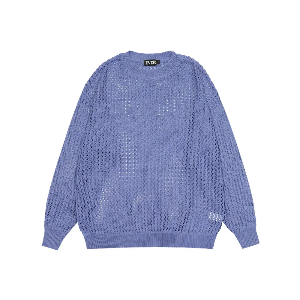 Pull-over vierge en tricot au crochet de designer avec logo personnalisé pulls pour hommes à col en O