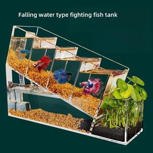 Meilleures ventes Aquarium en acrylique à auto-circulation Zone d'alimentation séparée Mini aquarium pour la décoration de bureau Paysage aquatique décoratif - Product Image 5