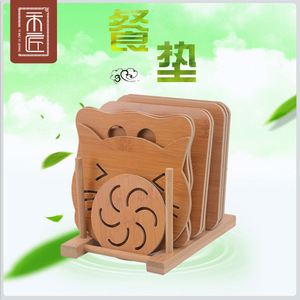 Wooden cartoon heat-insulating mat for home use, kitchen hollowed-out table mat, pot mat, <b>teacup</b> mat, bowl mat, coaster, - Product Image 3