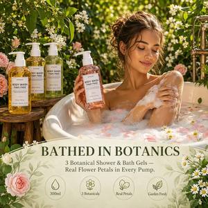 Gel Douche Pétales de Fleurs 300ml Rose Jasmin Camomille Nettoyant Doux Hydratant Éclat Lissant OEM - Product Image 3