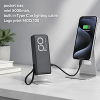 Harga Grosir Kustom Powerbank Mini Kecil 5000mAh, Pengisi Daya Nirkabel 5000 Mah
