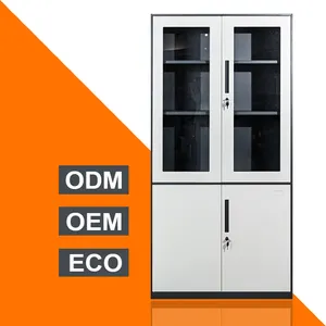 New Design metal cabinet with drawers swing glass door Steel Cupboard metal office cabinet with locks Filing Cabinet