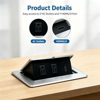 Prise de courant escamotable pour table de conférence avec 1 HDMI et 2 prises CA pour tables de conférence, bureaux et salles de réunion