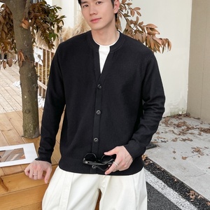 Soft Warm Stand Collar Faux Two Piece Knit <b>Cardigan</b> <b>Men</b> Thermal Knitted Sweater Jacket Button Front Long Sleeve Outerwear - Product Image 2