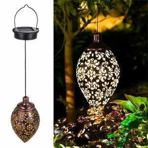 Lampe solaire à pendentif en forme de goutte d'eau en métal, pour jardin extérieur, paysage, décorations festives - Product Image 1