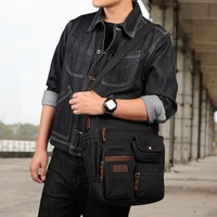 Grand sac de messager en toile de 15.6 pouces pour hommes, organisateur d'affaires décontracté, porte-documents à bandoulière marine/noir, fermeture à glissière, doublure en polyester