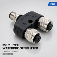Usine IP67 M8 Y Splitter Câble Connecteur Mâle Femelle 3pin 4pin Capteur Étanche À Trois Voies Prise pour Terminaison De Vis De Puissance