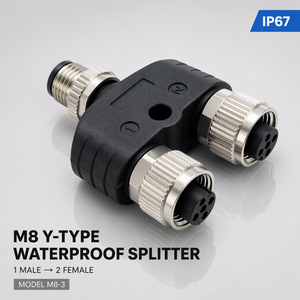 Connettore cavo di fabbrica IP67 M8 Y Splitter maschio femmina 3pin 4pin presa sensore impermeabile per terminazione vite di alimentazione - Product Image 1