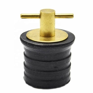 Marine Type Drain Plug Brass T Handle Snap Neoprene Seal Rubber Plugs Fits Tube 1-1/4 Inch Ship <b>Yacht</b> Boat Hardware Brass Drain - Product Image 1