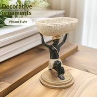 Panier tressé créatif africain pour homme noir, ornements de rangement, artisanat d'art pour la maison, le salon, l'entrée, usage résidentiel, mariages, décoration