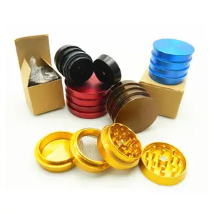 Yiwu Wholesale Market 4-layer 40mm Aluminum Alloy Solid Color Metal Grinder Wholesale Grinder Smoking Accessories