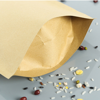 Sachet en papier kraft auto-scellant avec fermeture éclair, personnalisé, de qualité alimentaire, pour épices, café, thé, couleur naturelle, à fond stable