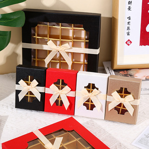 Cajas de trufa <span class=keywords><strong>gourmet</strong></span> de 9 cavidades de lujo, 6 rejillas, caja de regalo de Chocolate de lujo hecha a mano, ventana transparente Kraft de gama alta disponible para - Product Image 6